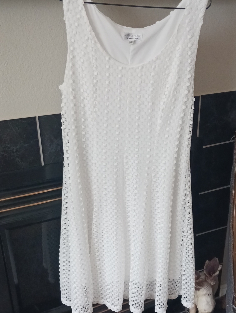 Signature by Robbie Bee White Crochet A-Line Mini Dress